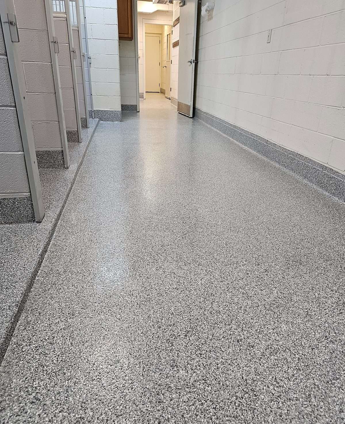 Slip-resistant floor coating in a commercial work area