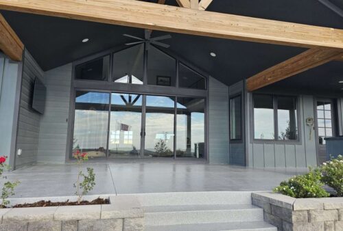 Exterior epoxy concrete coating on a covered porch