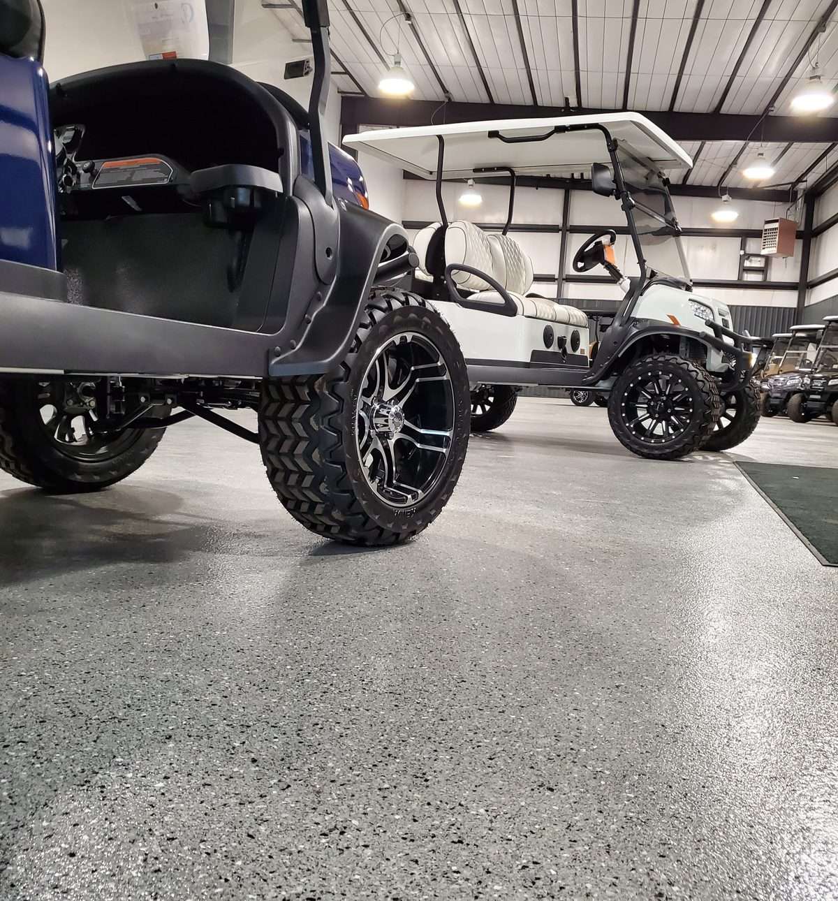 Powersports showroom floor coated by EvrStep