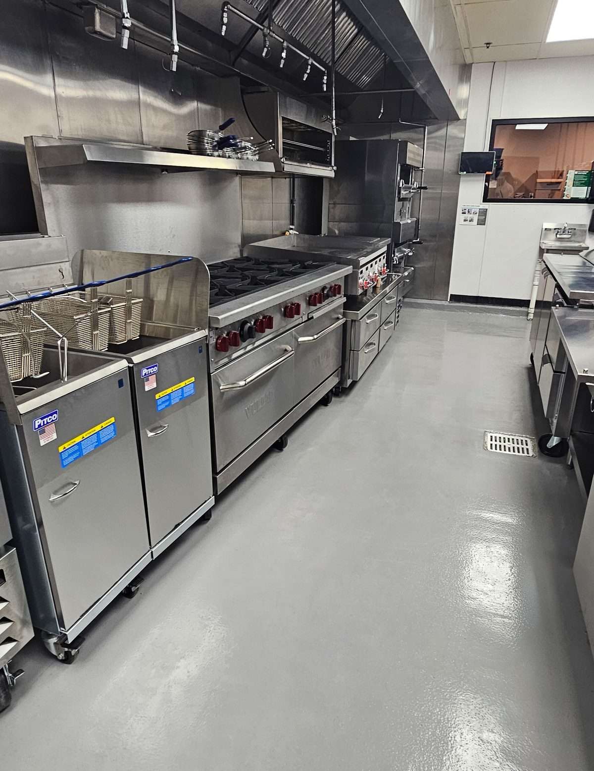 Urethane cement coating in a commercial kitchen